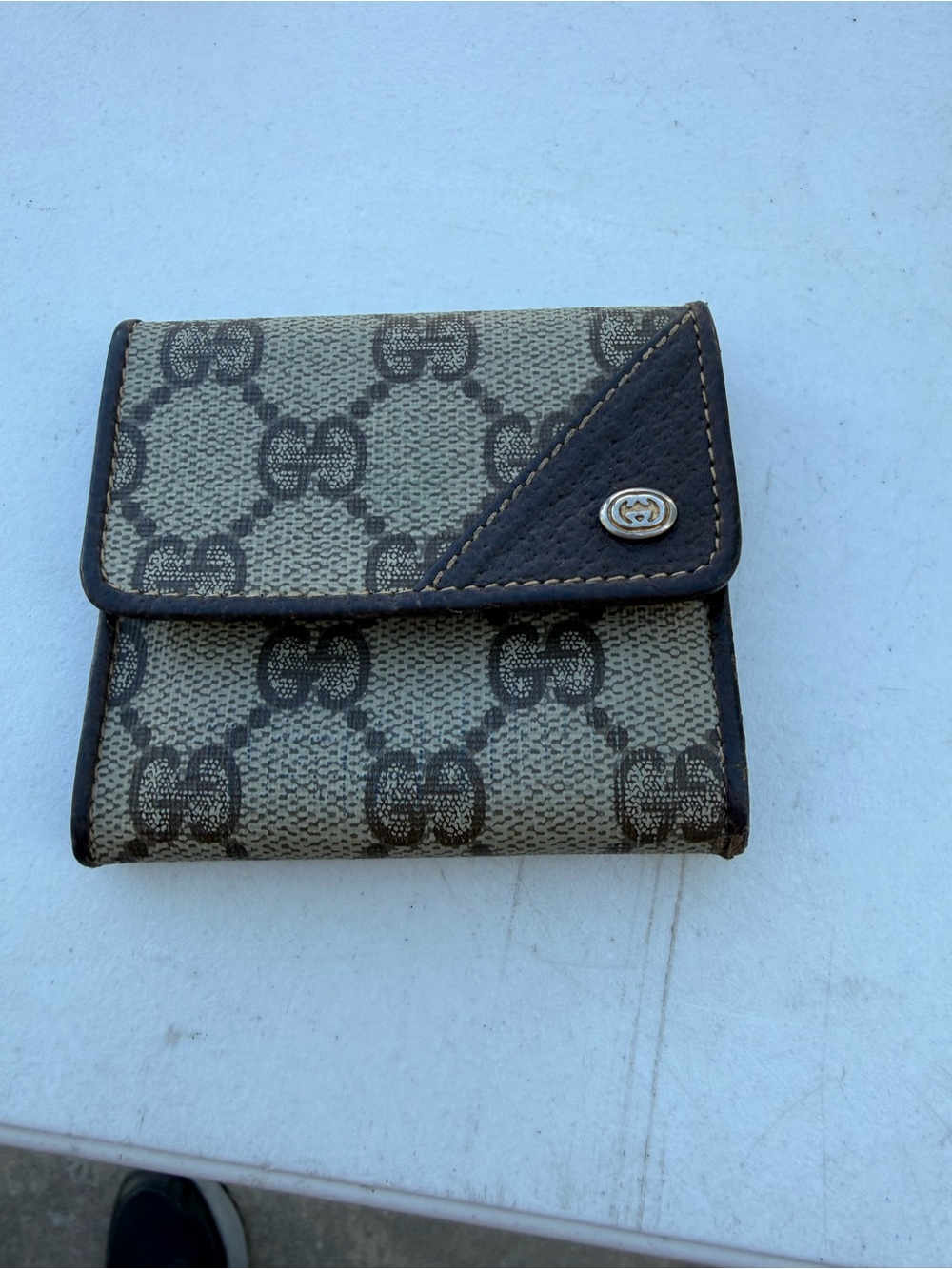 Gucci Beige and Brown Monogram Canvas Card Holder